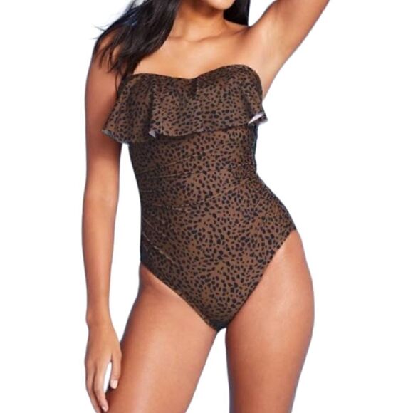 Kona Sol One piece Animal Print High Coverage Swimsuit Small 4-6 - Picture 1 of 4